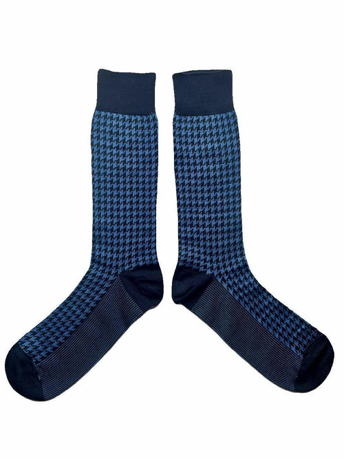 Bunte Business Socken Herren Blau Hahnentrittmuster – Solties Blue Sharks, Frontalansicht