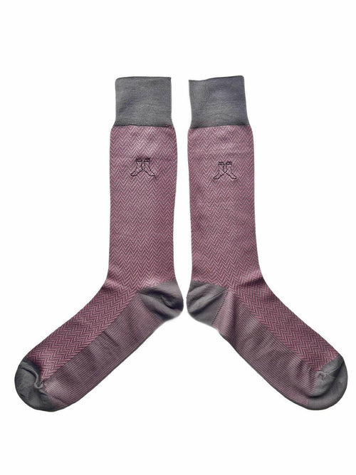 Bunte Business Socken Herren Pink Fischgrätenmuster – Solties Pink Hypnotics, Frontalansicht