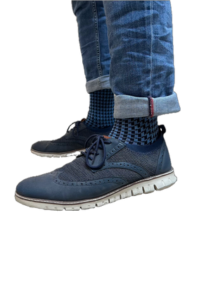 Solties Blue Sharks Business Socken Hahnentrittmuster, Nahaufnahme